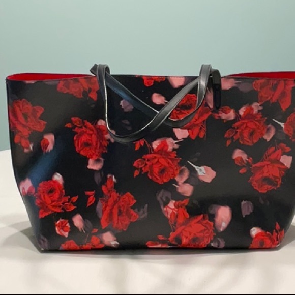 Victoria's Secret Red and Black Floral Tote - Picture 3 of 4